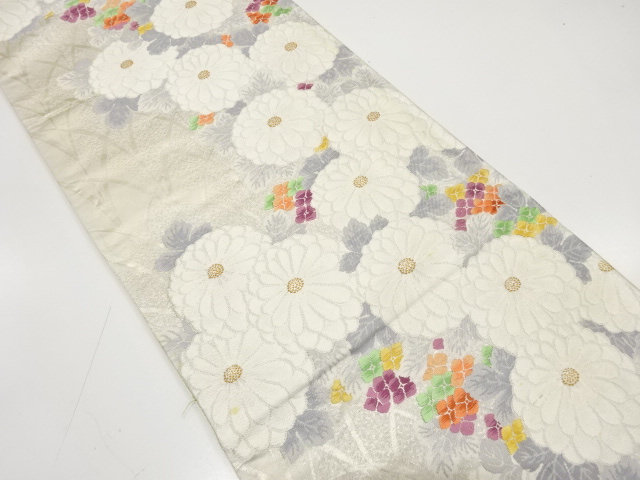 JAPANESE KIMONO / ANTIQUE FUKURO OBI / SILK / WOVEN FLOWER